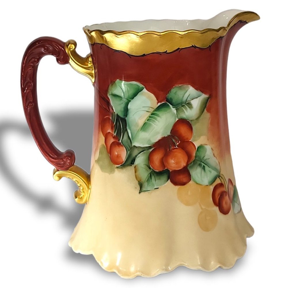 1930's Haviland Limoges China Plum Design Pitcher